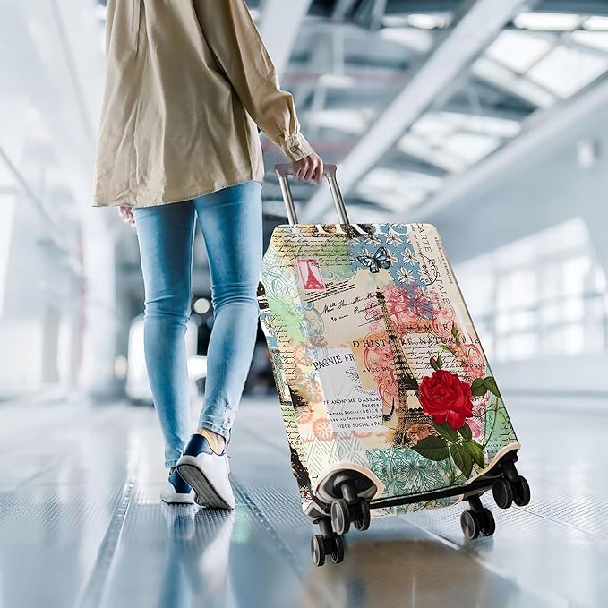 Travel Luggage Cover Suitcase Protector Fits 18-32 Inch Wheel Covers PatternedTravel Related Items Flower Luggage Protector Elastic XL