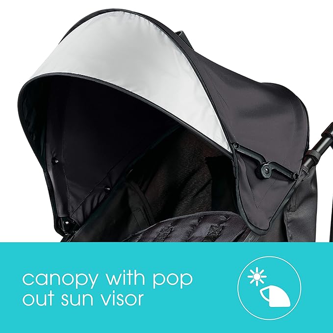Summer Infant Ingenuity 3Dlite Convenience Stroller,Jet Black–Lightweight Stroller with Aluminum Frame,Large Seat Area, 4 Position Recline, Extra Large Storage Basket– Infant Stroller for Travel&More