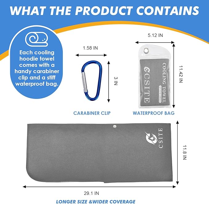 4 Pack Cooling Hoodie Towels for Neck and Face, UPF 50 Sun Protection & Instant Cooling, Ice Towels for Hot Weather, Soft Breathable Towel for Sport, Work Out, Gym, Camping & More Activities