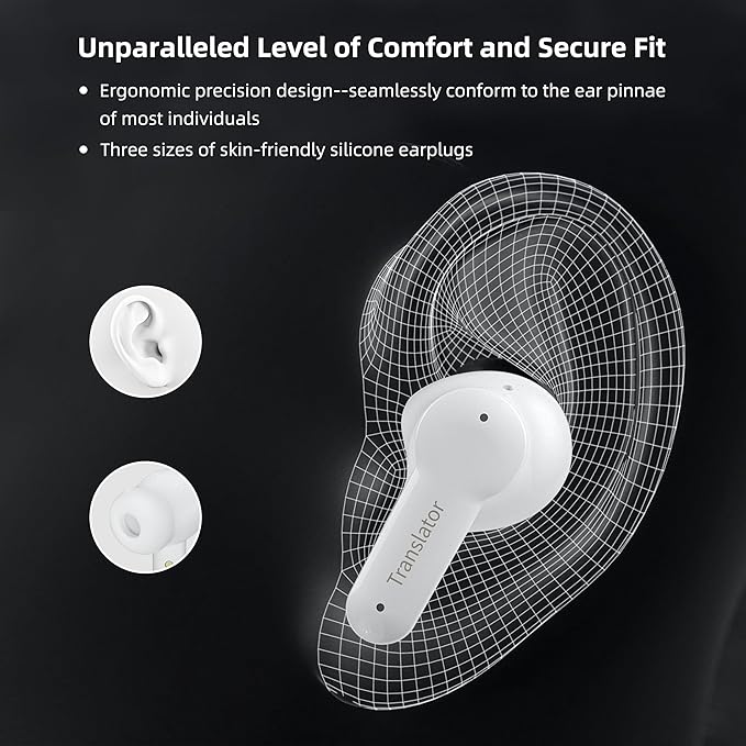 M3 Offline AI Translator Earbuds Support 144 Languages & Accents Translation Two-Way Translation Translator Device AI Translation Earbuds Real Time No Subscription Required
