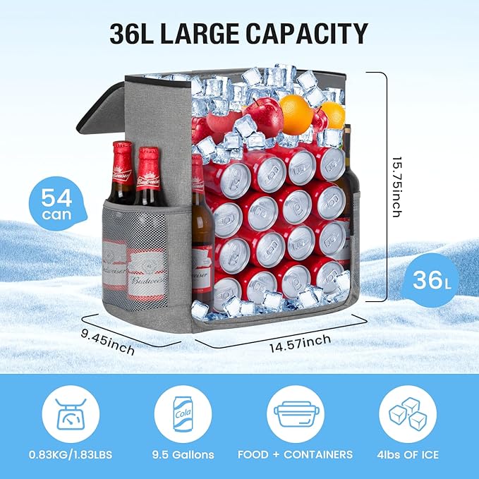 Backpack Cooler - 54 Cans Large Capacity Insulated Leak Proof Lunch Backpack for Men & Women, Soft Cooler Bag for Picnic Camping Beach Hiking Travel Office