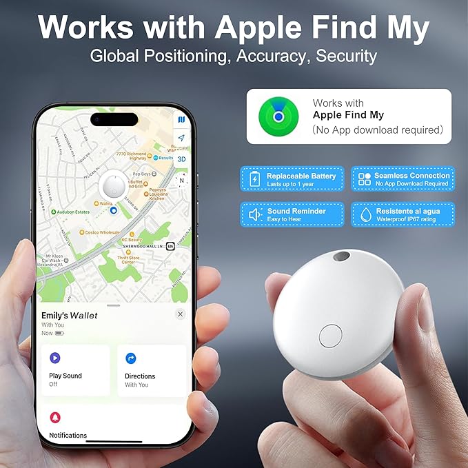 Air Tracker Tag-2 Pack, Pet Trackers, Item Locator Tags Works with Apple Find My | iOS Only | 2 Different Cases | Replaceable Battery | Water-Resistant | Item Finder for Key, Luggage, Backpack, Bike