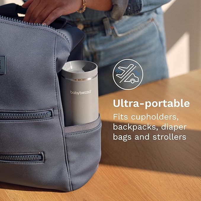 Baby Brezza SuperFast Portable Baby Bottle Warmer – 67% Faster - Travel Breastmilk Warmer and Formula Warmer - Safe, Even Heating - Up to 9oz - No Adapters, White