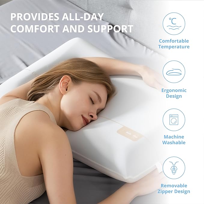 EGOHOME Cooling Memory Foam Pillow for Neck and Shoulder Pain,Two Firmness with Washable & Reversible Cover, Standard Size,1 Pack 4",CertiPUR-US