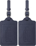 Teskyer Luggage Tags for Suitcases, TSA Approved with Privacy Protection Cover, Premium Faux Leather Bag Tags for Travel - 2 Pack, Blue