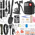 Emergency Survival Kit and First Aid Kit, 142Pcs Professional Survival Gear and Supplies Equipment with Molle Pouch, Gift for Christmas Men Dad Husband Camping Hiking Hunting Outdoor Adventure