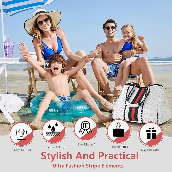 QOGiR Neoprene Multipurpose Beach Bag Tote with Inner Zipper Pocket … … … …