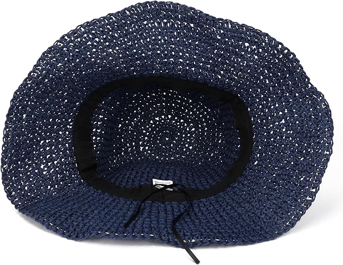 Womens Wide Brim Straw Sun Hat Foldable Floppy Crochet Beach Hat for Summer