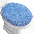 Microfiber Elongated Toilet Seat Cover 19.5"x 15" Machine Washable Solid Toilet Lid Cover Adjustable Rubber Backing Fits Most 18-19.5" L x 14-16" W Elongated Toilet Seat