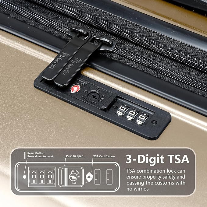 Luggage Sets 2 Piece, 20/28 Inch Lightweight Expandable PC Hardside Durable Suitcases with Spinner Wheels & TSA Lock, Champagne
