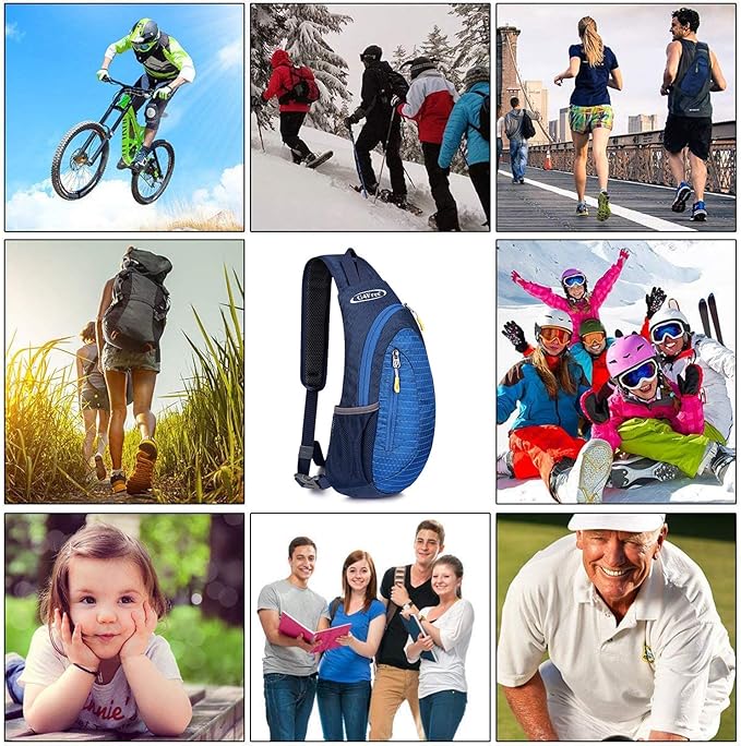 G4Free Sling Bag for Men Women, Small Crossbody Backpack Lightweight Chest Shoulder Bags for Travel, Outdoor and Sports (Blue)