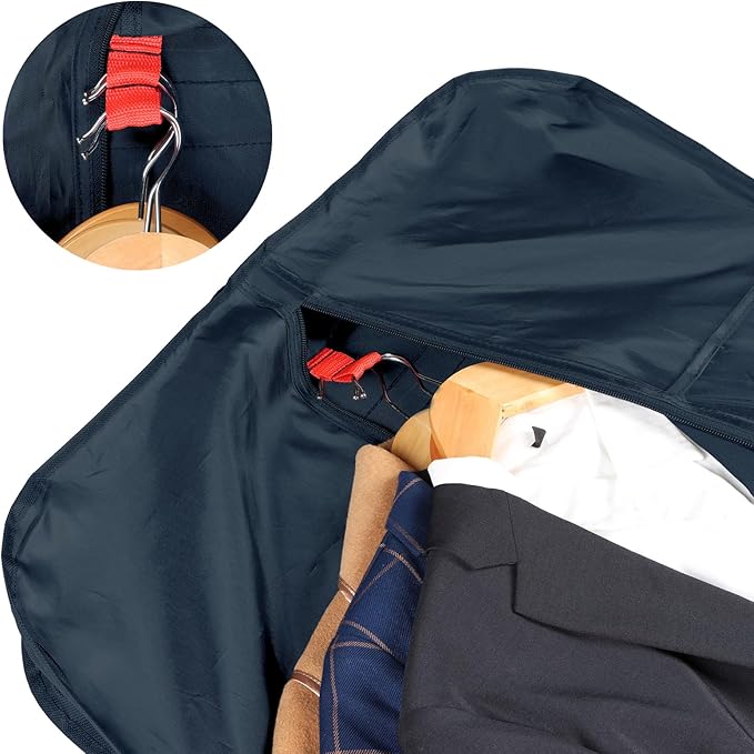 Zilink 60" Garment Bags for Travel Dress Travel Bag for Closet Storage Fur Coat Storage Bag with Adjustable Handles and Stable Buckles for Suits, Dresses, Navy Blue