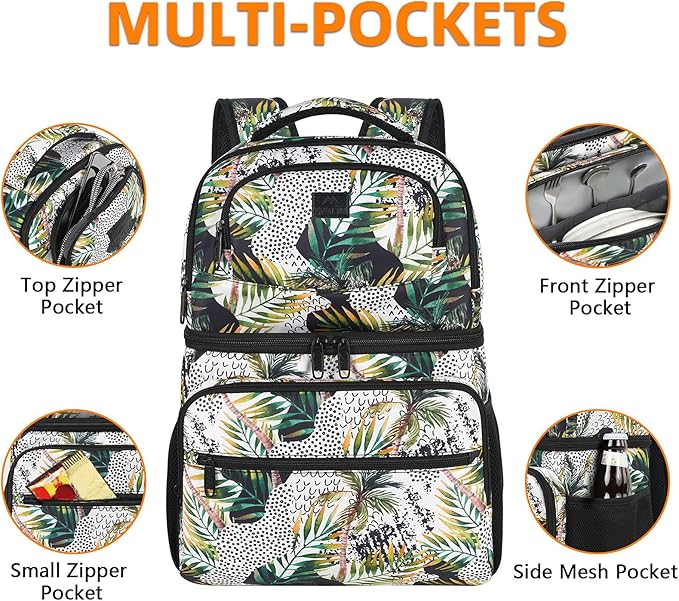 MATEIN Cooler Backpack, 26 Cans Insulated Lunch Backpack for Men Women, Leakproof Double Layer Lunch Cooler Bag Lightweight Soft Lunch Backpack with Cooler Compartment, Beach Camping Hiking Beer Gifts