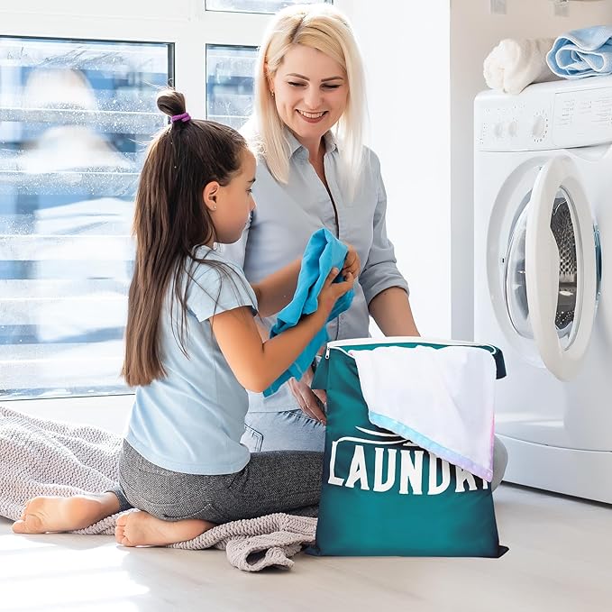 2 Pcs Large Travel Laundry Bag Washable Waterproof Wet Bag Dirty Clothes Bag Swimsuit Workout Bag for Gym Clothes Laundry Wet Clothes Swimming Pool Yoga College Dorm (Blue+Grey)