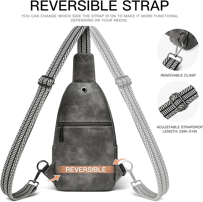 7L Sling Bag for Women Men Leather Small Sling Backpack Daypack Anti Theft Fanny Pack Crossbody Purse Travel