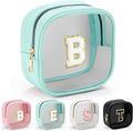 YOOLIFE Initial Make Up Bag Travel Toiletry Bag, Small Makeup Bag Clear Makeup Bag Preppy Cosmetic Bags Organizer Travel Essentials Gifts for Women Teen Girlfriend Teacher Mom Birthday Gifts Blue B