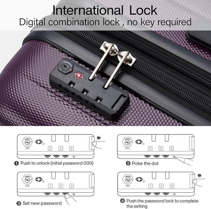 Hanke 29 Inch Expandable Checked Luggage Lightweight PC Hard Shell Luggage Suitcases with Wheels Tsa Luggage Rolling Large Suitcase Travel Luggage Bag for Study Abroad(Purple)