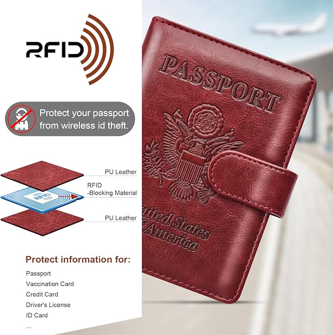 Herain Passport Holder for Travel Cruise Essentials, 2 Pcs Passport Cover Wallet Case Women Men Family, RFID Passports Book Card Holders Travel Accessorie Gifts Must Haves