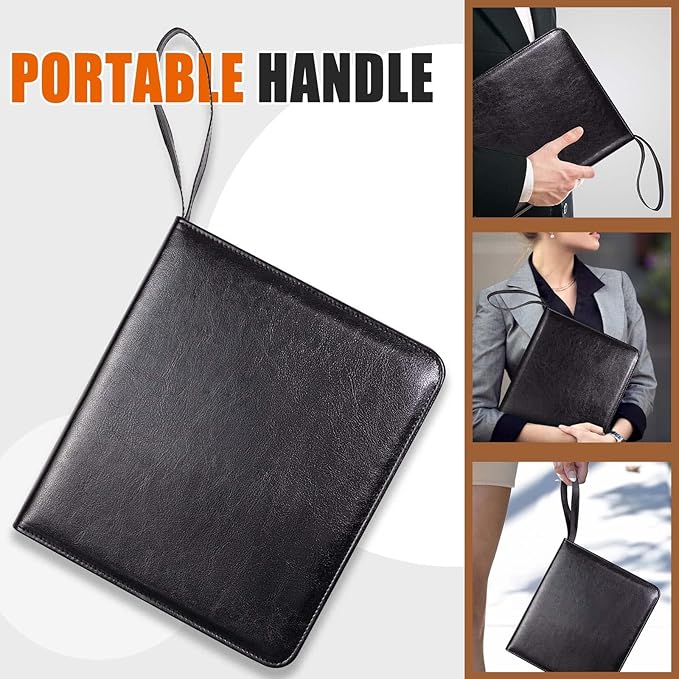 Portable Zippered Key Case, Leather Key Organizer with Handle, 32 Key Capacity, for Real Estate Sales, Hotel Executives, Car Service (Black)