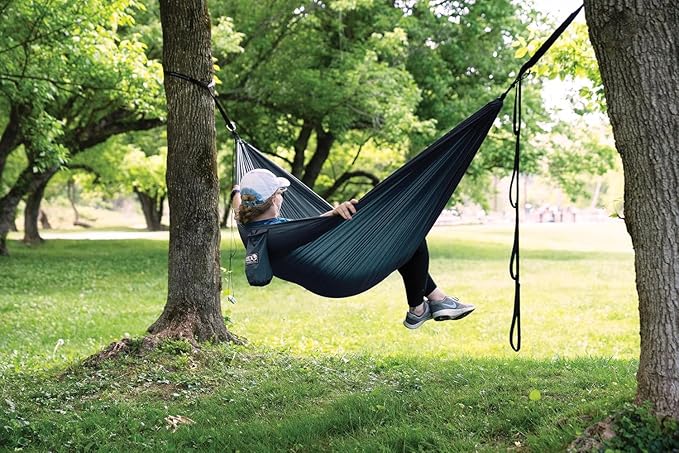 ENO TravelNest Hammock & Straps Combo - Portable Hiking and Camping Hammock with Straps Included - Travel Hammock for Camping, Hiking, Backpacking, a Festival, or The Beach - Marine