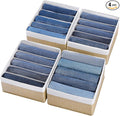 Jeans Drawer Organizers for Clothing,5 Grids Compartment Wardrobe clothes organizer,Fabric Washable Closet Organizers and Storage Bins for Jeans,Pants,Bra,Legging,t-shirt-BeigeWhite