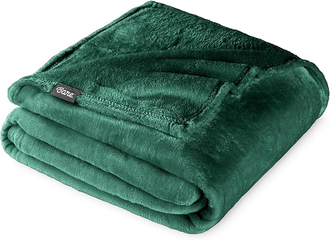Bare Home Fleece Blanket - Throw/Travel - Ultra-Soft Lightweight for Bed, Sofa, and Couch - Luxury Microplush - Cozy Warm Blanket (Throw/Travel, Forest Green)