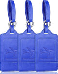 Teskyer Luggage Tags, 3 Pack Premium PU Leather Luggage Tags Privacy Protection Travel Bag Labels Suitcase Tags