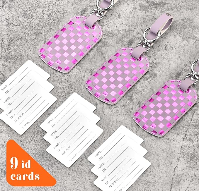 Luggage Tags for Suitcases Travel Accessories: Leather Luggage Tag 3 Pack TSA Approved Airplane Travel Essentials for Women, Bag Tags for Luggage Long Flight Must Haves Travels Gift Airport Essentials