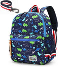 willikiva Cartoon Bus 12 Kindergarten Backpack for Kids Girls and Boys,Waterproof Preschool Toddler Backpack Wiht Leash and Safety Harness (Green Dinosaur)