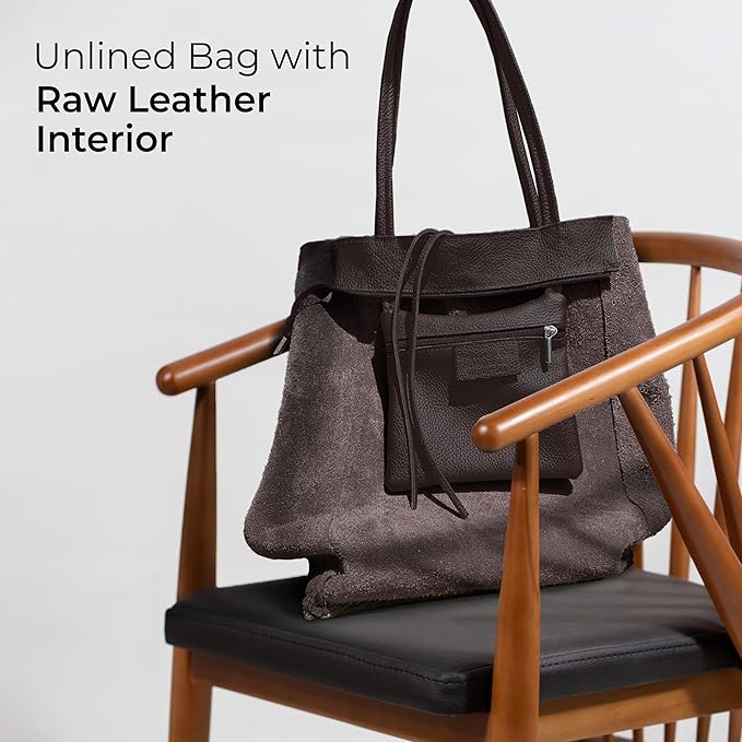 Italian Calf Leather Tote for Women with Zipper, Inner Pocket & Flat Base | Soft Unlined Shopper for Work & Travel