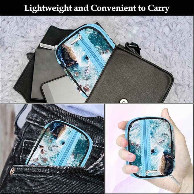 Serfeymi Weekly Travel Pill Organizer Pill Case for Purse with Removable 7 Day Pill Box, Fashionable Travel Medicine Organizer Pill Container for Medicine, Vitamin - Blue 03
