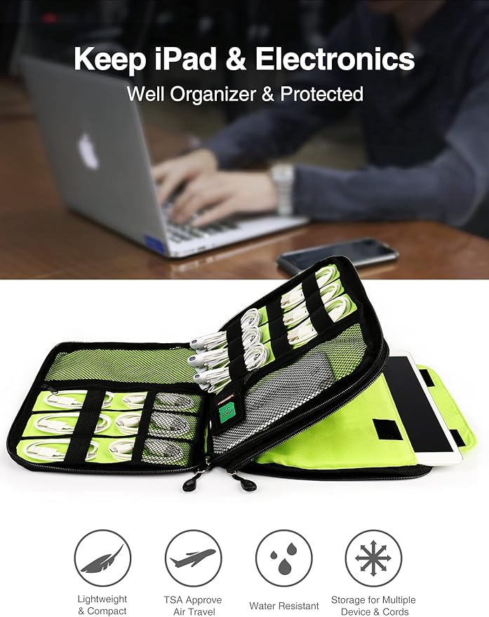 Luxtude Cord Organizer Travel, Cable Organizer Bag, Portable Electronics Organizer, Travel Essentials for Cord Storage/Charger Storage/Cable Storag, Red