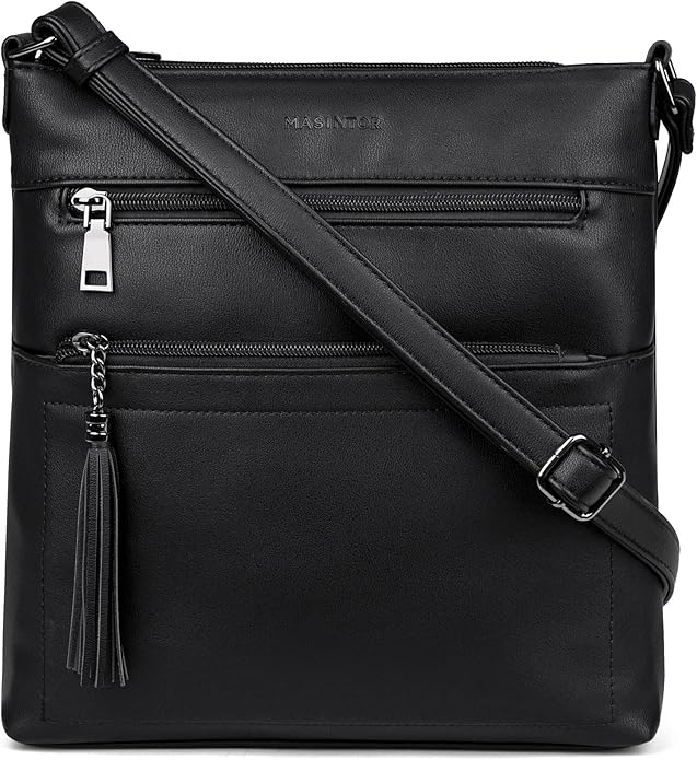 MASINTOR Crossbody Purses for Women, Multi Pocket Casual Crossbody Bag, Adjustable Strap Shoulder Bag with Tassel