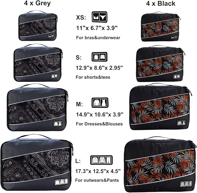 Packing Cubes Luggage Bags Organizer Durable Travel Accessories With Clothing Label