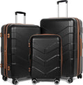 Luggage Sets 3 Piece with Spinner Wheel, Hardside Suitcase Set with TSA Lock, Expandable Lightweight Travel Luggage for Men and Women, Black