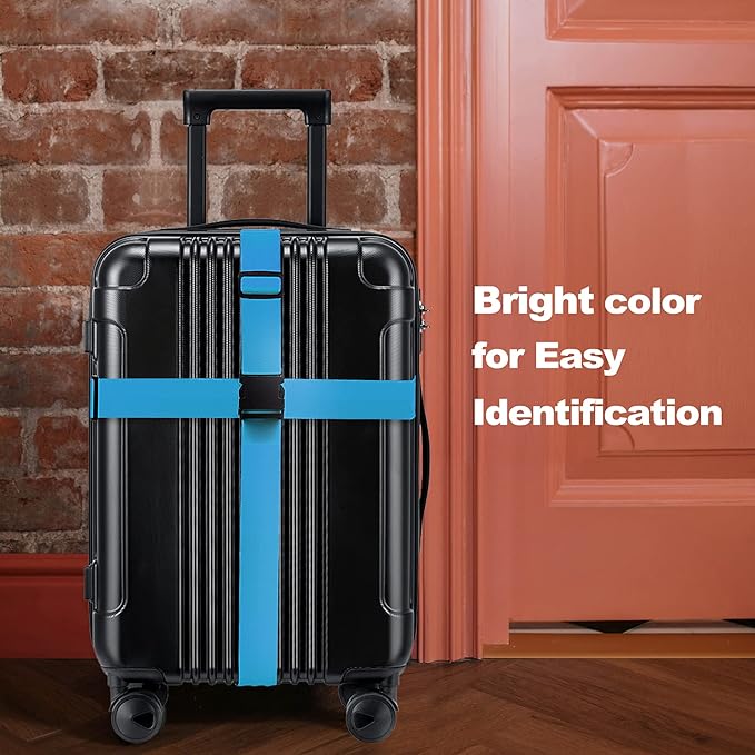 Luggage Straps for Suitcases TSA Approved Travel Belt 4 Pack by Chelmon (Sky Blue)