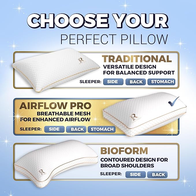 Royal Therapy Queen Memory Foam Pillows 2-Pack - Shredded Memory Foam Pillow for All Sleep Positions - Medium Firm Pillow with Adjustable Loft, Bamboo Rayon Cover, CertiPUR-US, Oeko-TEX Certified