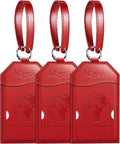 Mayski Luggage Tags for Suitcases 3 Pack Suitcase Bag Tags, TSA Approved, Metal Buckle, Bag Tags with Name ID Card Travel Essentials, Red Global