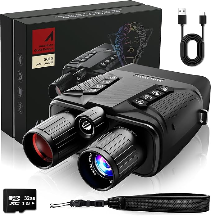 Night Vision Goggles - Eagle 4K Night Vision Binoculars for Adults, Dual Modes Binoculars with 5000mAh Battery, 32GB SD Card Included for Adventure and Surveillance, Black