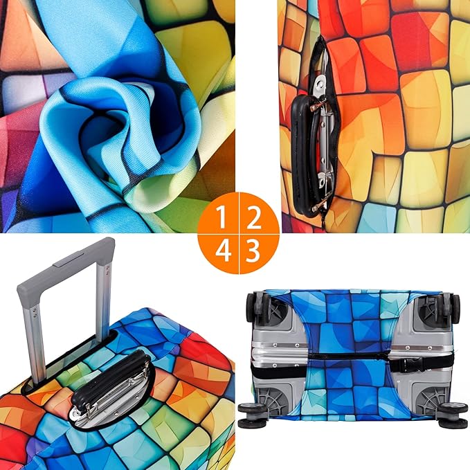 MosaiRudo Travel Luggage Covers For Suitcase Tsa Approved,Suitcase Cover Protector Fit 18-32 Inch Luggage Travel Accessories (T2482, M)