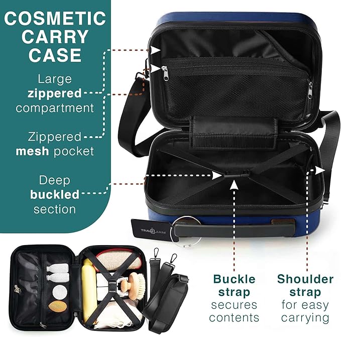 Luggage Sets 3 Piece, 22 Inch Carry on Luggage and 24 Inch Suitcases with Wheels Spinner, Durable Hard Shell Suitcase Set, Expandable Travel Suitcase, Navy
