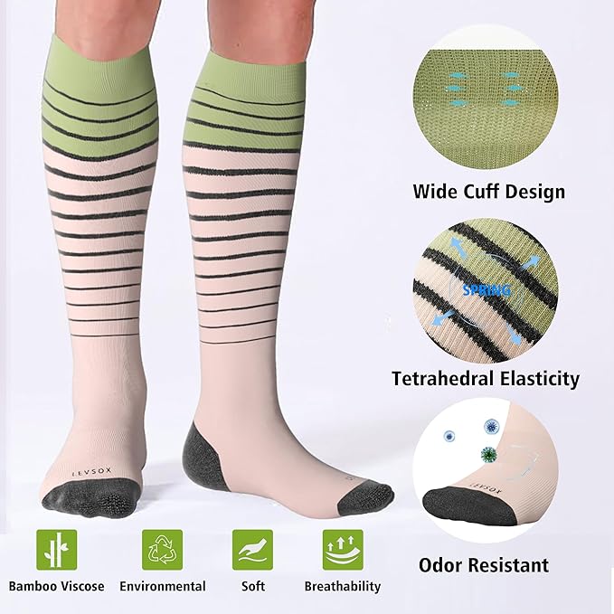 LEVSOX Compression Socks for Pregnant Women 20-30 mmHg Knee High Cute Funny Mens Supports Socks for Nurses, Medical, Travel