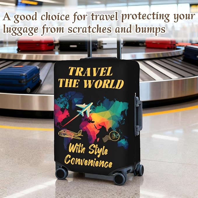 Luggage Cover, Travel Suitcase Covers, Elastic Suitcase Protective Cover, Scratchproof Luggage Protector, Washable Dustproof Trolley Case Protector Fit 22-28 Inch (bk, M（22-24inch suitcase）)