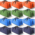 12 Pack Large Strong Moving Bags with Zippers & Carrying Handles - Water-Resistant - Heavy Duty Storage Tote for Space Saving, Fold Flat, Alternative to Moving Box (Multicolored)