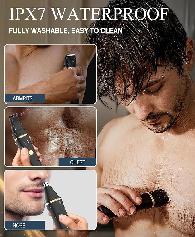 AREYZIN Body Hair Trimmer Men: Manscape 3 in 1 Electric Razor, Hair Trimmer for Body Groomer,Beard, Nose/Ear Hair,USB-C Replaceable Dock Ceramic Blade Heads,Christmas Gifts for Men