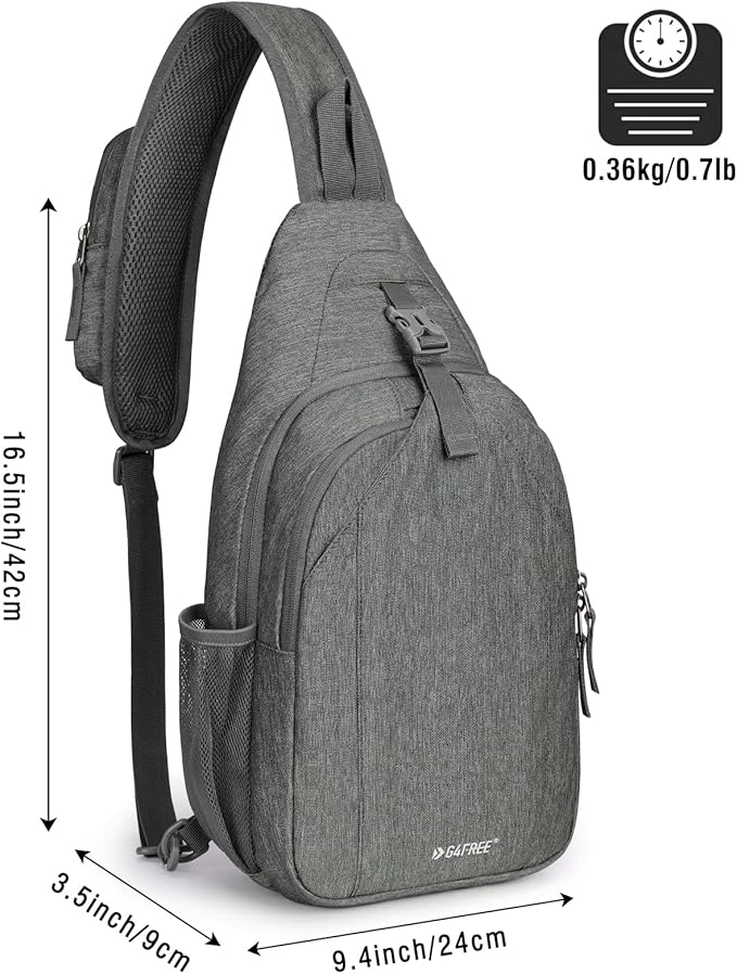 G4Free Sling Bag RFID Blocking Sling Backpack Crossbody Chest Bag Daypack for Hiking Travel(DimGray)