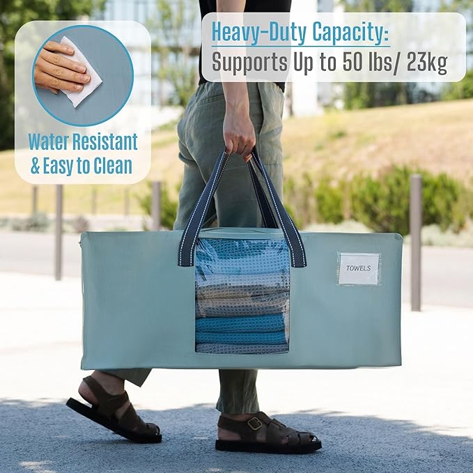 VENO 6 Pack Moving Bags for College, Heavy-Duty Storage Totes, Moving Boxes and Wardrobe Packing Supplies Alternative - Extra Large Durable Laundry Bags for Clothes (Light Blue Matte, 6 Pack)