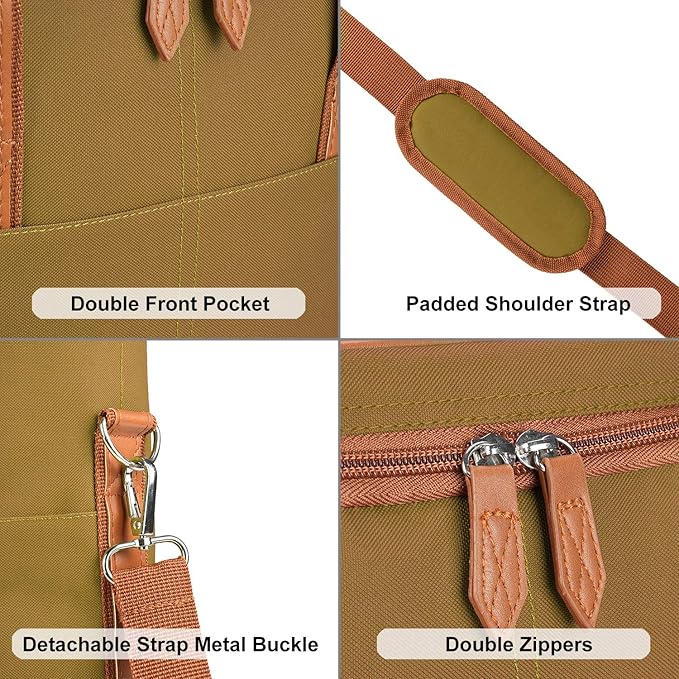 Tirrinia Insulated Wine Gift carrier - 3 Bottle Travel Padded Wine Carry Cooler Tote Bag with Handle and Adjustable Shoulder Strap, Khaki