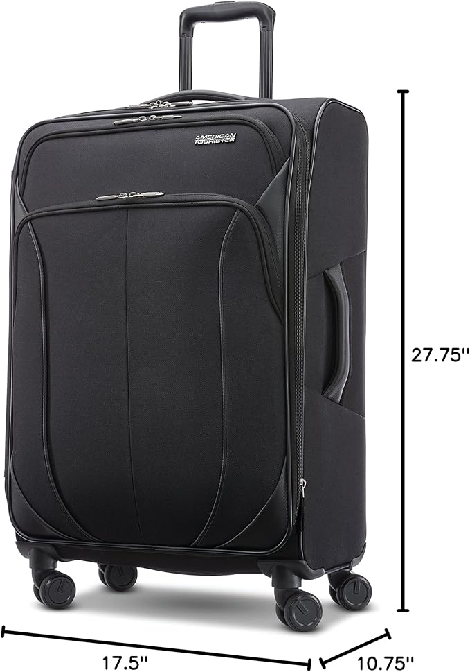 American Tourister 4 KIX 2.0 Expandable Softside Luggage with Spinner Wheels, 24 SPINNER, BLACK