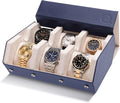 Napa Leather Watch Case for Men - Watch Roll Storage Organizer & Watch Display - Six Slot Luxury Watch Box for Home or Travel - Mens 6 Watch Holder Case (Blue Cream)